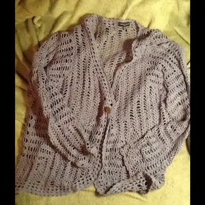 Gray Open Knit Cardigan